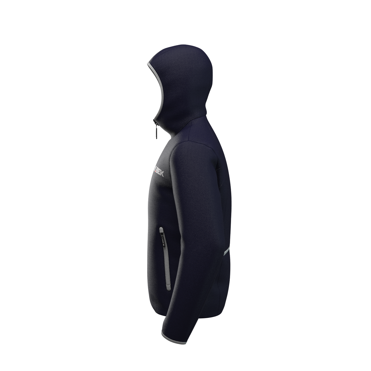 Technical down jacket with compressible hood in the pocket for men