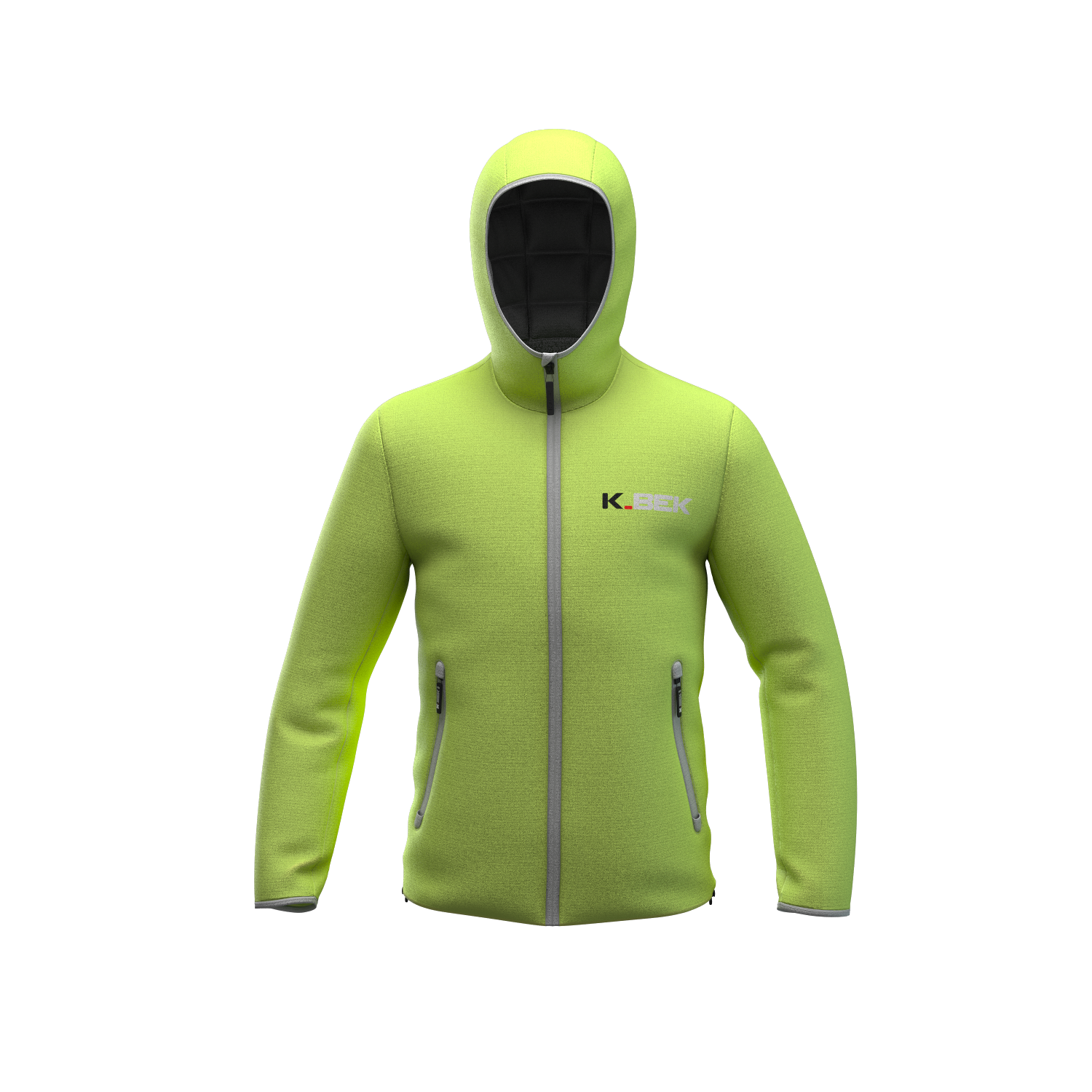 Technical down jacket with compressible hood in the pocket for men