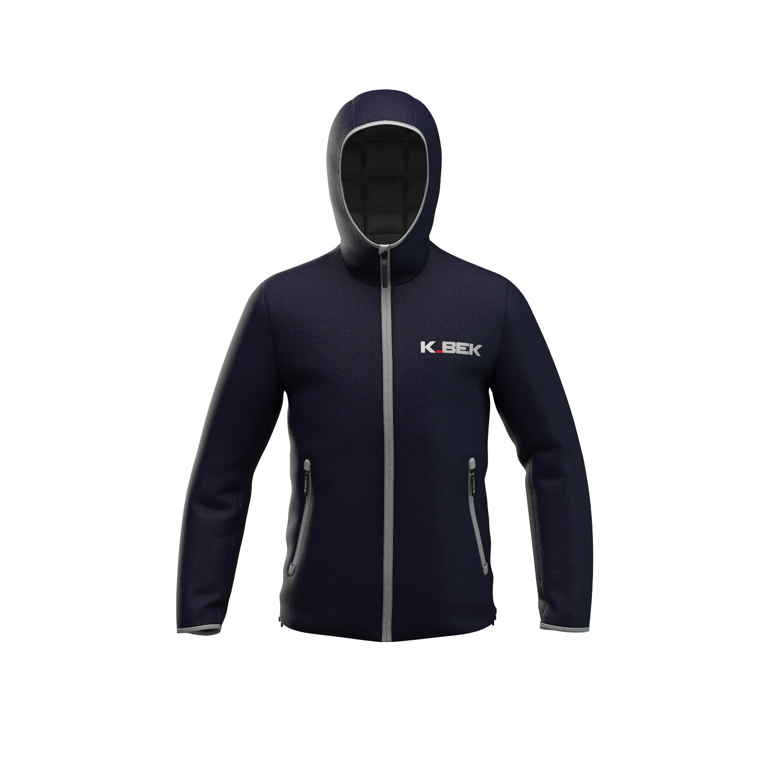 Technical down jacket with compressible hood in the pocket for men