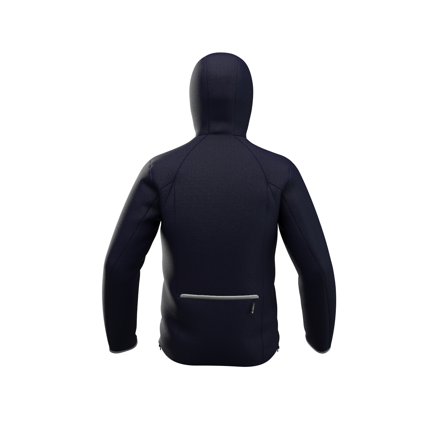 Technical down jacket with compressible hood in the pocket for men