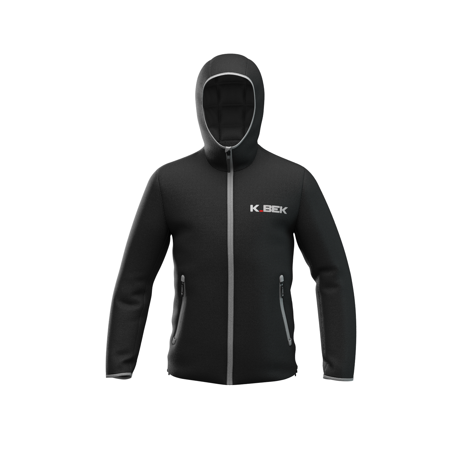 Technical down jacket with compressible hood in the pocket for men