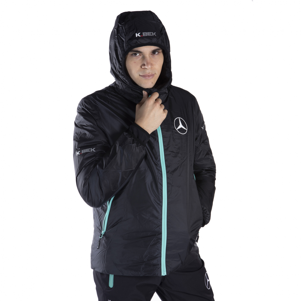 Technical down jacket with compressible hood in the Mercedes Men's pocket